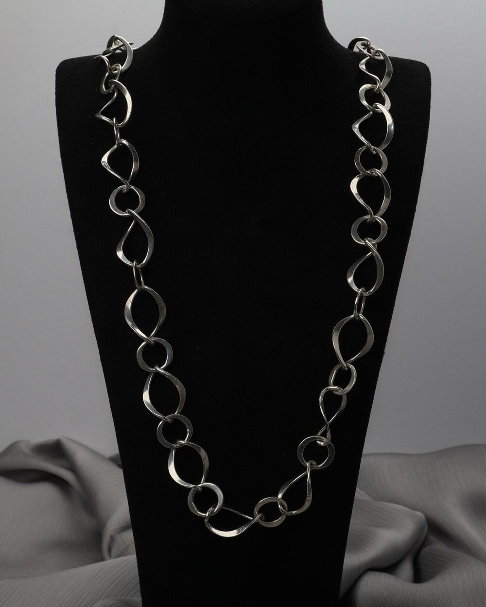 Vintage Mexico Sterling Silver Link Necklace 62.4G / 30in